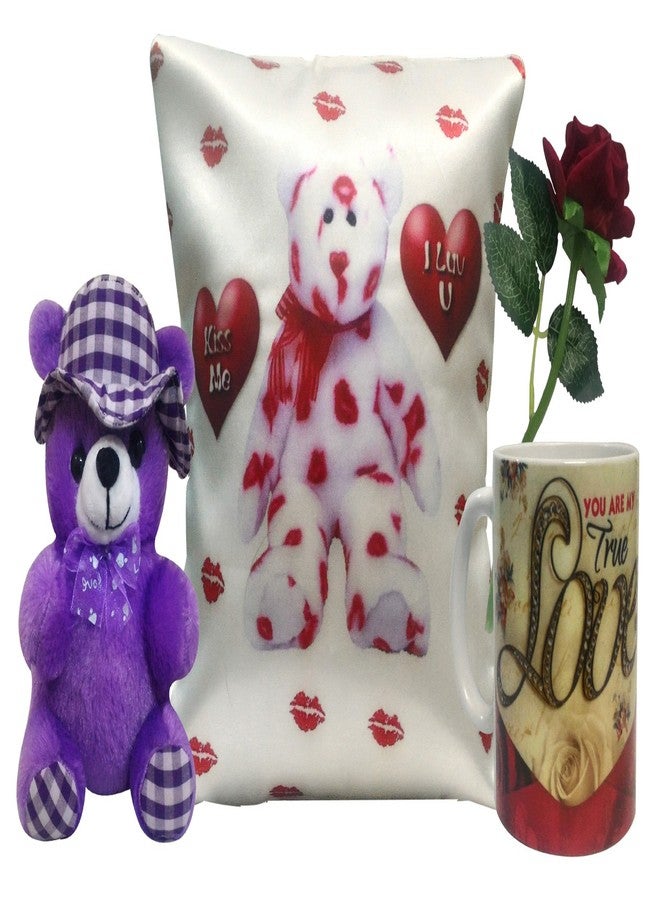 Saugat Traders Love Gift Set for Girlfriend, Wife - Love Quotes Cushion, Coffee Mug & Red Rose Flower - Best Gift Combo - Image 1